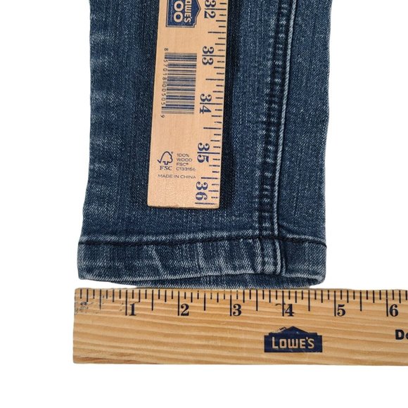 Almost Famous Jeans Women Size 3 Blue Cotton Denim Button Fly 25x30 Distressed - Picture 12 of 12